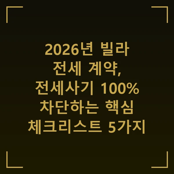 2026년 빌라 전세 계약, 전세사기 100% 차단하는 핵심 체크리스트 5가지