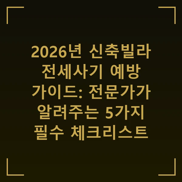 2026년 신축빌라 전세사기 예방 가이드: 전문가가 알려주는 5가지 필수 체크리스트